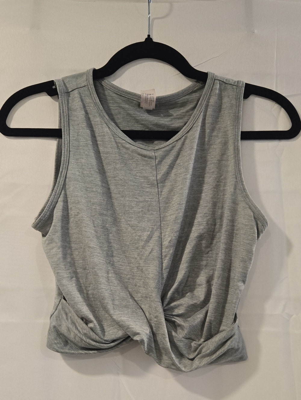 Yogalicious Gray Twisted Front Sleeveless Crop Top